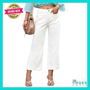 High Waisted Flare Jeans Stretchy Wide Leg Cropped Denim Pants Trendy Y2K